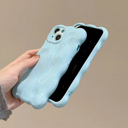 Ins Fashion Macaron Blue Wave Bubbles Phone Case