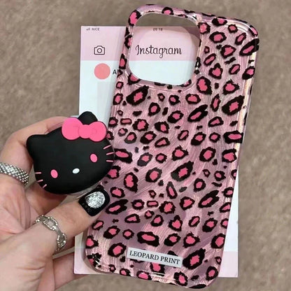 Hello Kitty Leopard Grip Holder Hard Phone Case