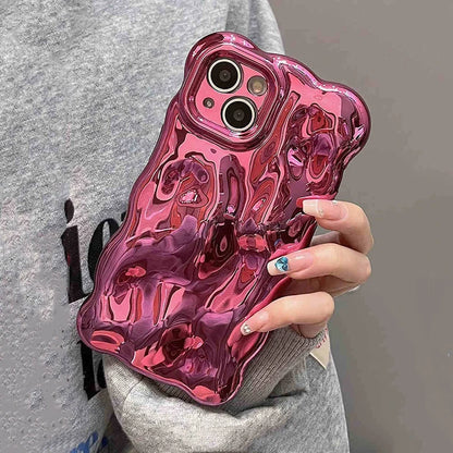 Luxury Fashion Plating Rose 3D Bubble Wave Phone Case