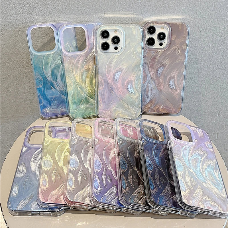 Fashion Laser Shell Pattern Gradient Color Phone Case