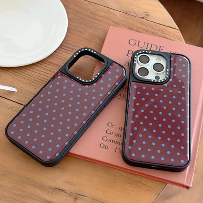 Luxury Ins Wine Red Polka Dots Black Edge Phone Case