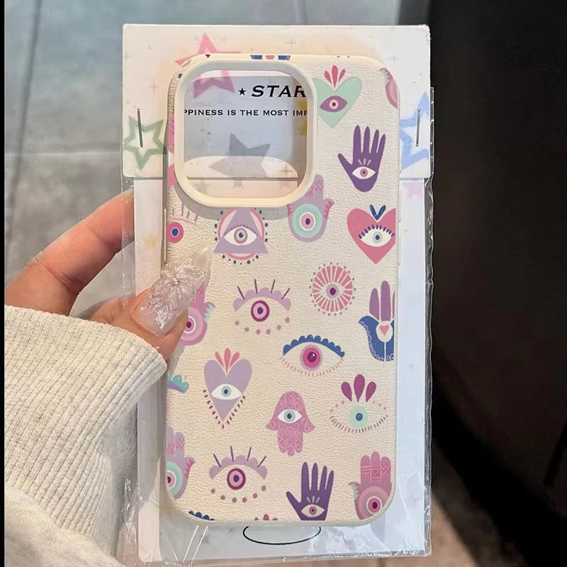 Pink Purple Eyes Lichee Pattern Silicone Phone Case