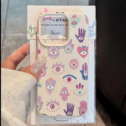 Pink Purple Eyes Lichee Pattern Silicone Phone Case