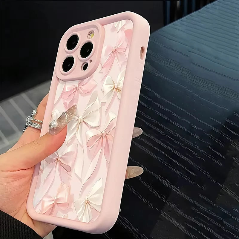 Bow-Knot Pink Bow Pattern Shockproof Soft TPU Phone Case