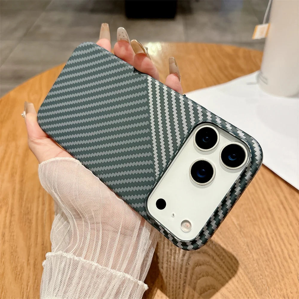 Colourful Kevlar Carbon Fibre Pattern Magnetic Phone Case