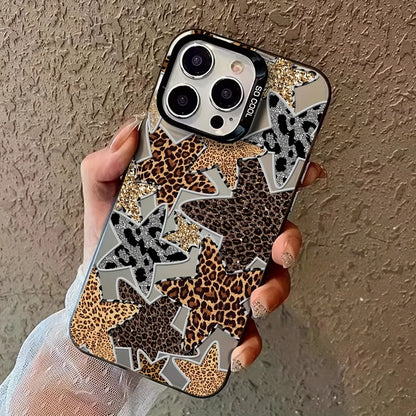 Material Phone Case Black Leopard Print Star Cover