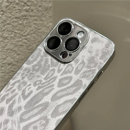 Luxury Plating Leopard Texture Leather Phone Case