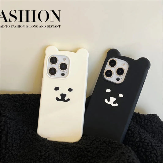 Kawaii Self Mocking Bear Concise Cartoon Soft Silicon Shockproof Phone Case