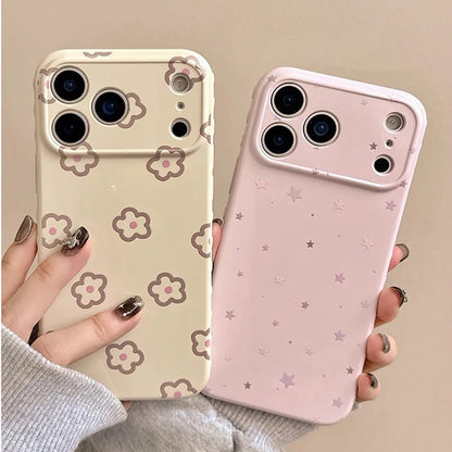 INS Korean Lovely Flowers Cute Star Soft Pink Phone Case