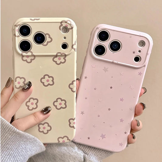 INS Korean Lovely Flowers Cute Star Soft Pink Phone Case