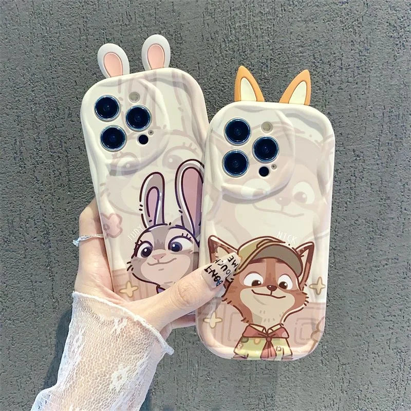 Couple Judy Rabbit Ear Cartoon Wave TPU Soft Phone Case