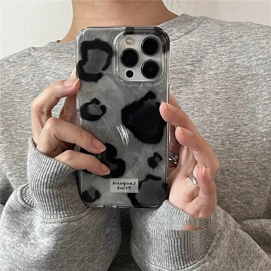 Cute Leopard Prints Feather Yarn Phone Case