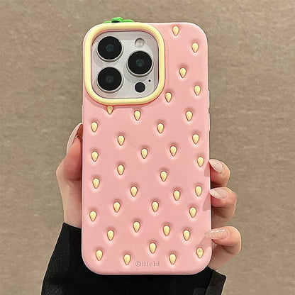 Fashion Cute 3D Pink Strawberry Soft Silicone Phone Case