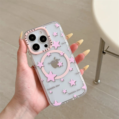 3D Cute Pink Star Magnetic Grip Tok Lovely Phone Case