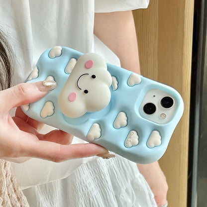 Cartoon Cute 3D Cloud Folding Stand Holder Phone Case
