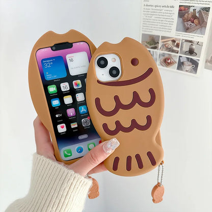 Cute Cartoon Animal 3D Taiyaki Fish Silicone Phone Case