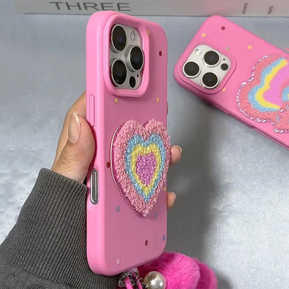 Rose Plush Love Heart TPU Phone Case