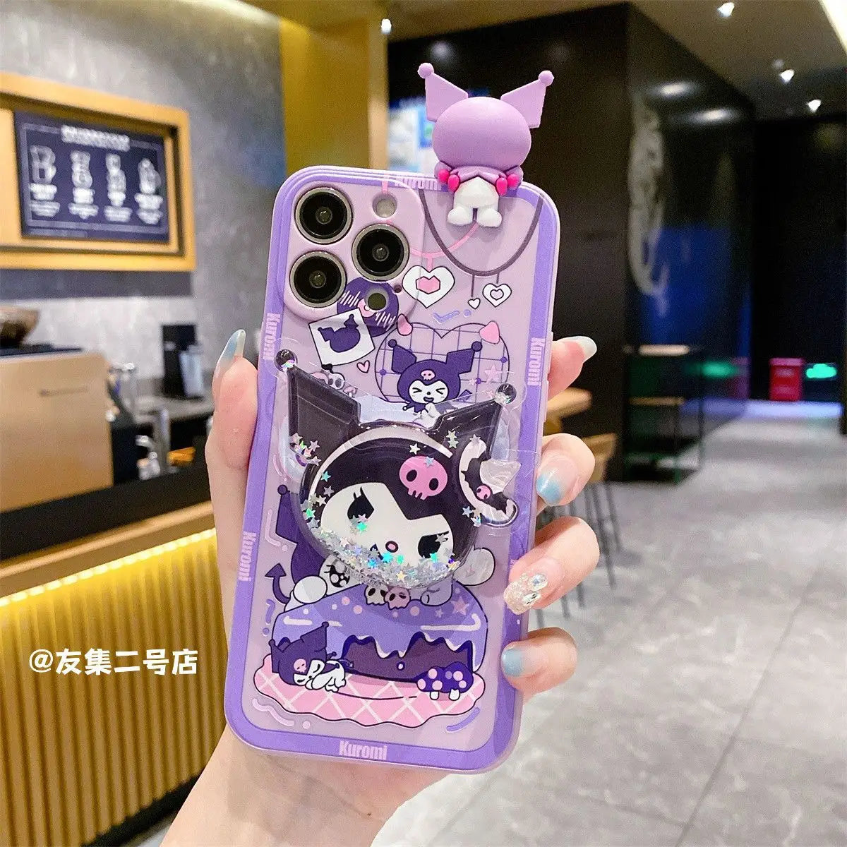 Sanrio Kuromi Phone Case with Shoulder Strap for iPhone