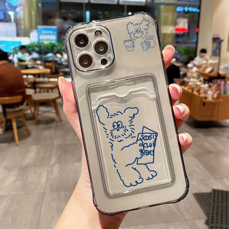 Umbrella Line Dog Card Hold Phone Case