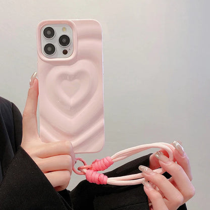 Simple Stylish Water Wavy Love Heart Phone Case