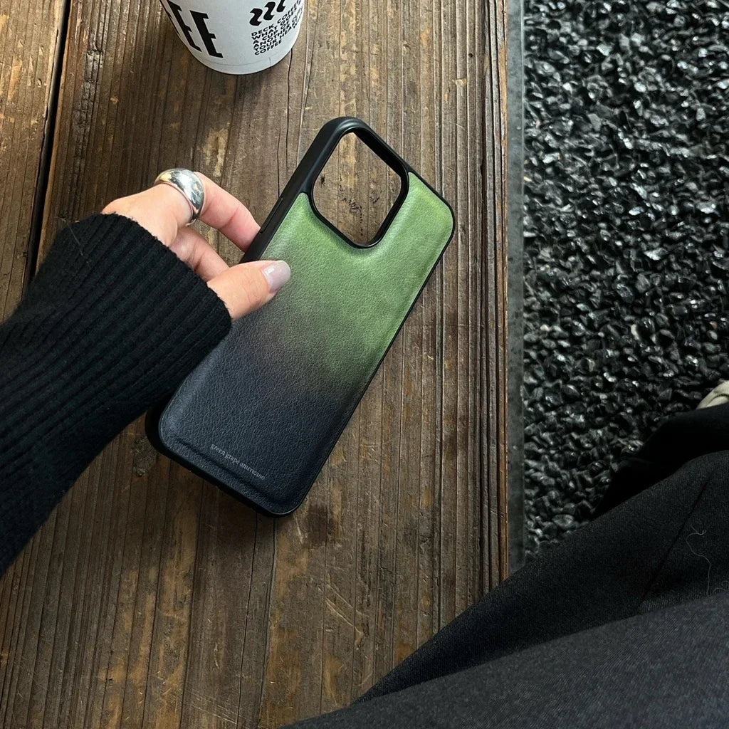 Retro Matcha Green Gradient Shockproof Protective Phone Case