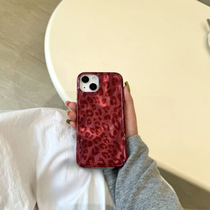Retro Illusory Color Red Leopard Print Glitter Shockproof Protective Phone Case