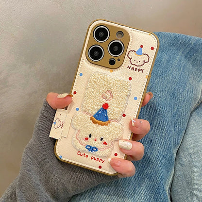 Cartoon Cute Towel Embroidered Dog Phone Case