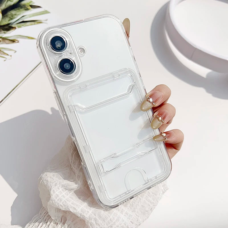 Clear Card Slot Wallet Bag Holder Stand Phone Case