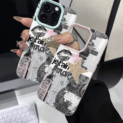 Stylish Phone Case Eiffel Tower Light Ball Lychee Texture Cover