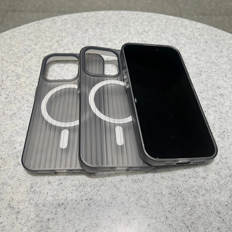 Magnetic Wireless Charge Corrugated Pattern Phone Case