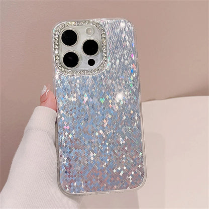 Luxury Laser Silver Glitter Diamonds Camera Phone Case