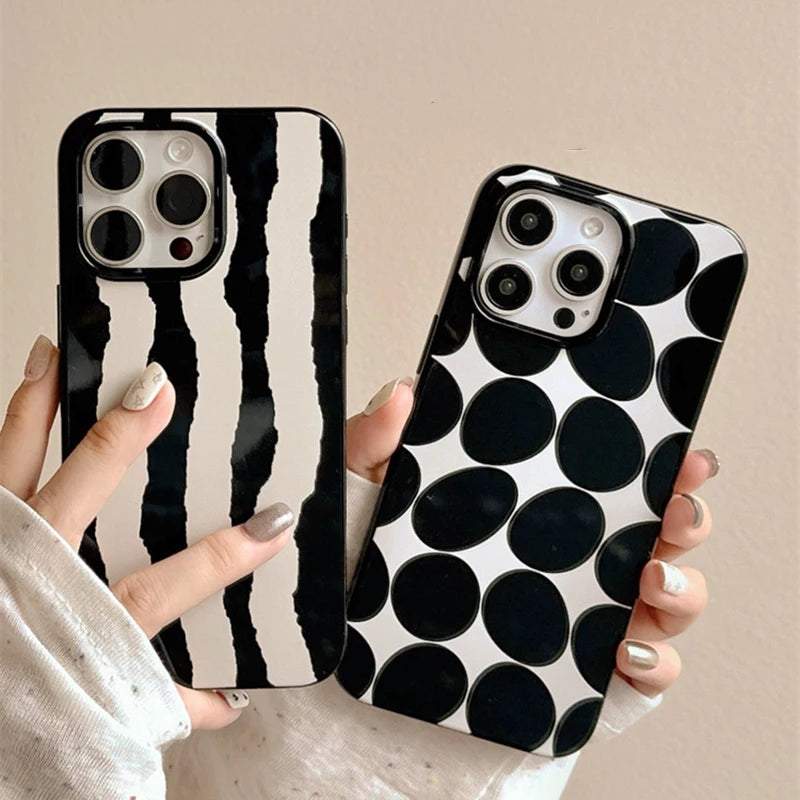 Simple Fashion Striped Polka Dot Black Phone Case