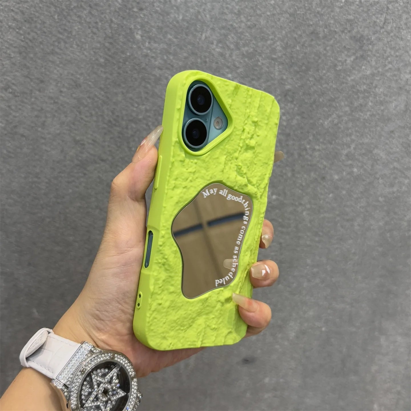 Fashion Silicone Wrinkle makeup mirror Phone Case