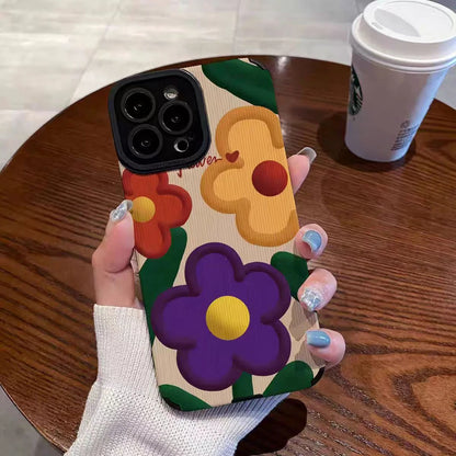 Fashion Big Flower Silicone Leather Phone Case