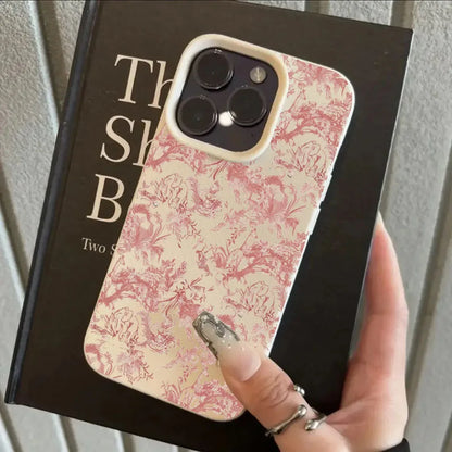 Pink Floral Lichee Pattern Silicone Phone Case
