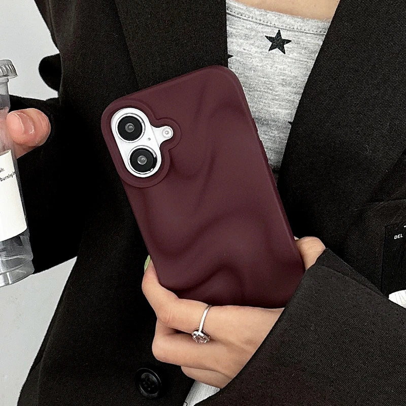 Stylish Wine Red Irregular Water Ripples 3D Phone Case