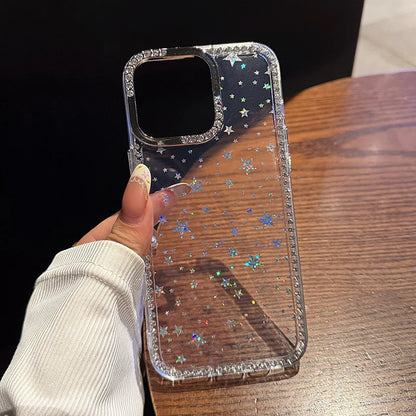 Fashion Bling Glitter Diamond Star Transparent TPU Phone Case
