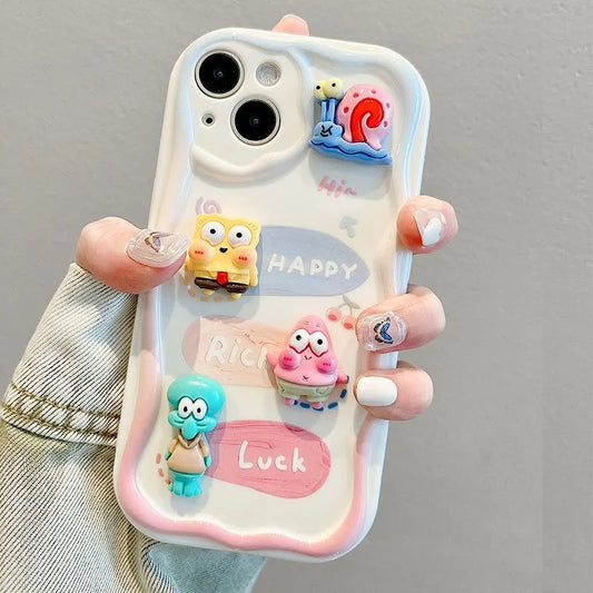 3D Patrick Star Toy Family Cartoon Wave TPU Soft Phone Case