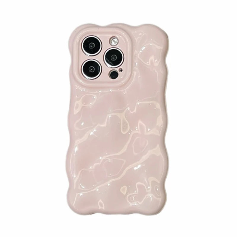 Glossy Light Pink 3D Bubble Texture Shockproof Phone Case