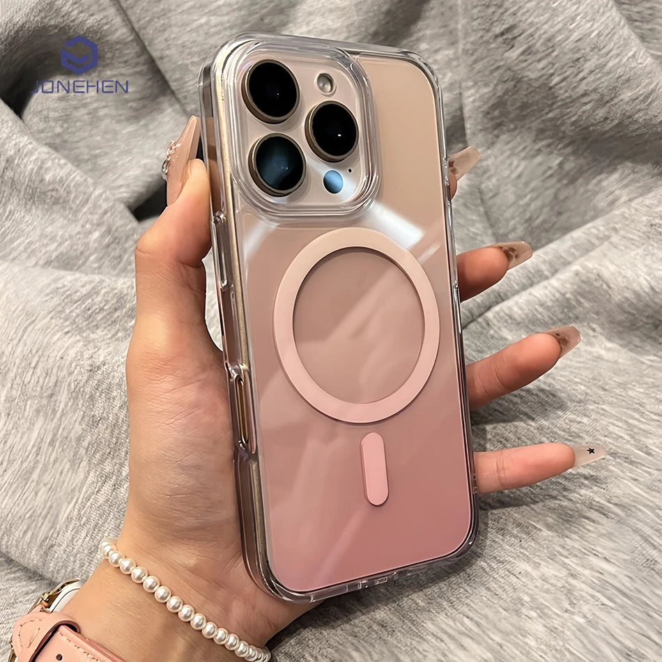 For Magsafe Gradient Clear Laser Aurora Phone Case