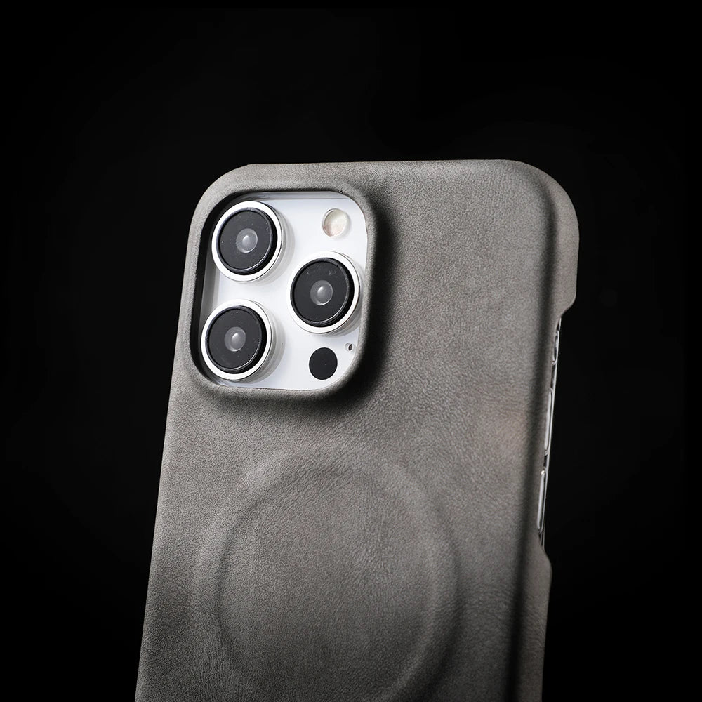 Luxury Sheepskin Leather Magnetic Phone Case