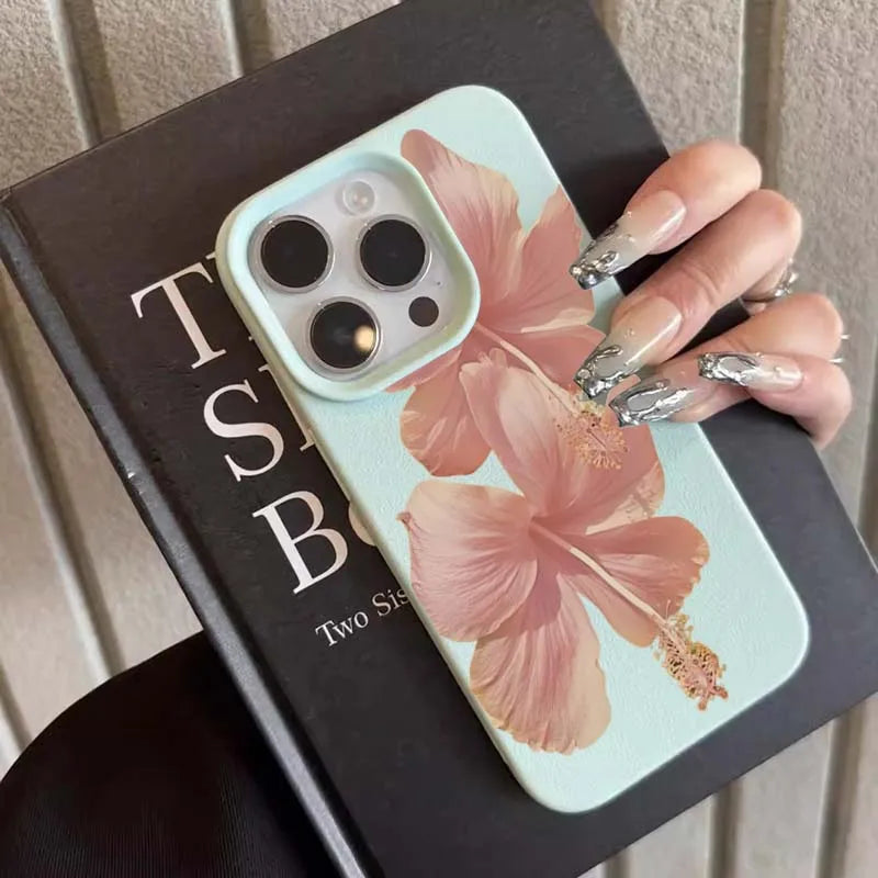 Pink Hibiscus Elegant High Aesthetic Phone Case