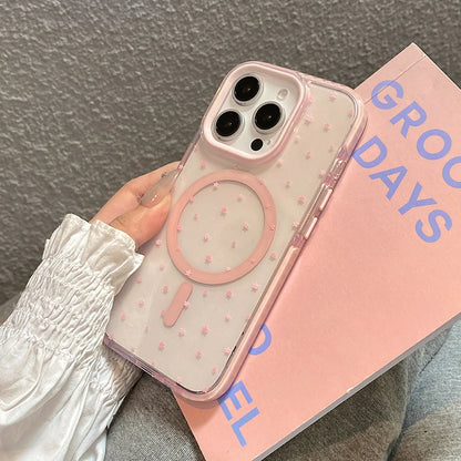 Pink Stars Magnetic Wireless Charge Clear Soft TPU Back Phone Case