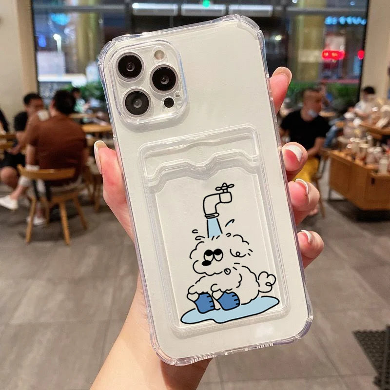 Umbrella Line Dog Card Hold Phone Case