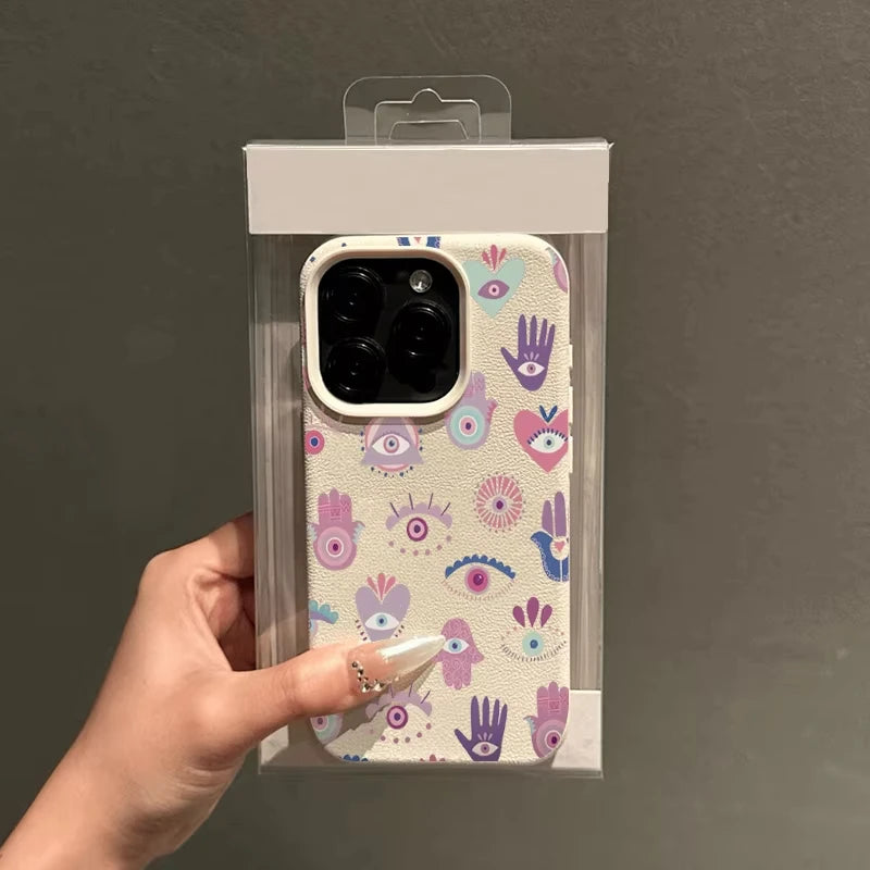 Pink Purple Eyes Lichee Pattern Silicone Phone Case