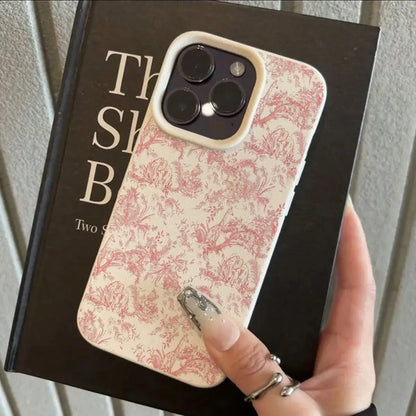 Pink Floral Lichee Pattern Silicone Phone Case