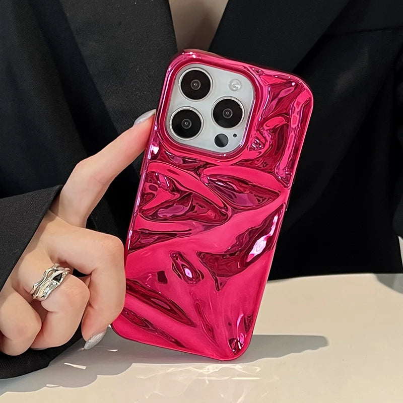 Plating Red Water Ripple Wrinkle Texture Phone Case
