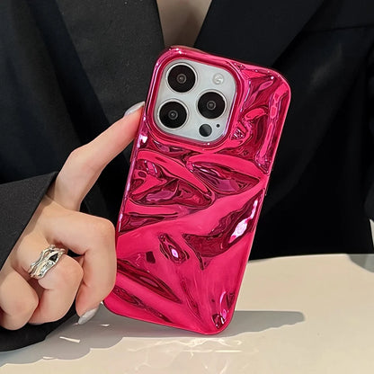 Plating Red Water Ripple Wrinkle Texture Phone Case