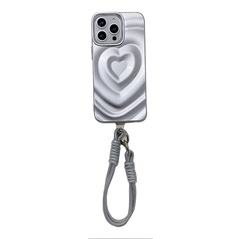 Simple Stylish Water Wavy Love Heart Phone Case
