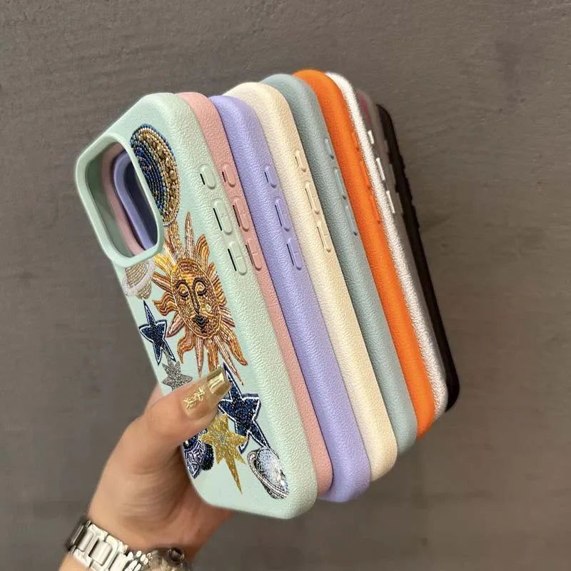 Mosaic Print Of Spaceships Stars Lichee Pattern Phone Case